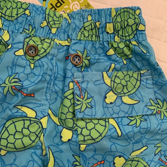 NWT Flap Happy Swim Trunks, Blue & Green Turtle Design, Boys Size 12M - Picture 9 of 10